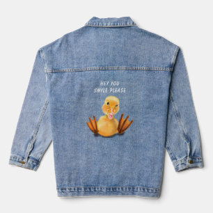 Funny Denim Jacket with Happy Yellow Duck - Smile