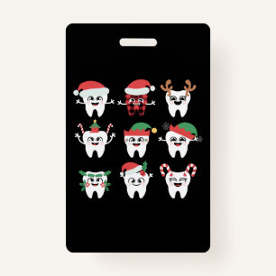 Funny Dental Christmas Teeth Cute Xmas Dentist ID Badge
