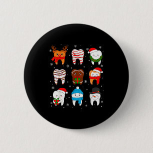 Funny Dental Christmas Teeth Cute Xmas Dentist Squ 6 Cm Round Badge