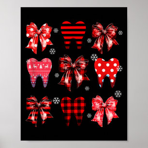 Funny Dental Christmas Teeth Cute Xmas Dentist Squ Poster
