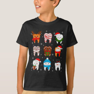 Funny Dental Christmas Teeth Cute Xmas Dentist Squ T-Shirt