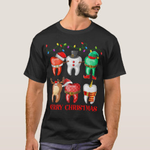 Funny Dental Christmas Teeth Cute Xmas Dentist  T-Shirt