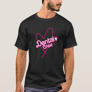 Funny Dental Crew Pink Heart Teeth Dentist Retro C T-Shirt