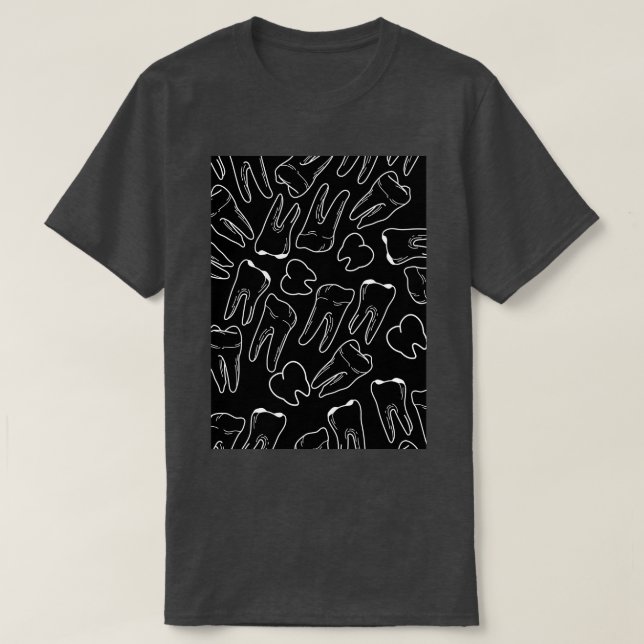 Funny Dental Definitions White Tooth Pattern Funny T-Shirt (Design Front)