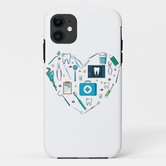 Funny Dental Dentist Tool Heart Case-Mate iPhone Case (Back)