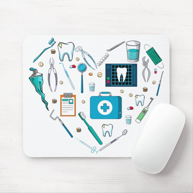 Funny Dental Dentist Tool Heart Mouse Pad (With Mouse)