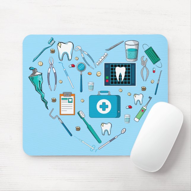 Funny Dental Dentist Tool Heart Mouse Pad (With Mouse)