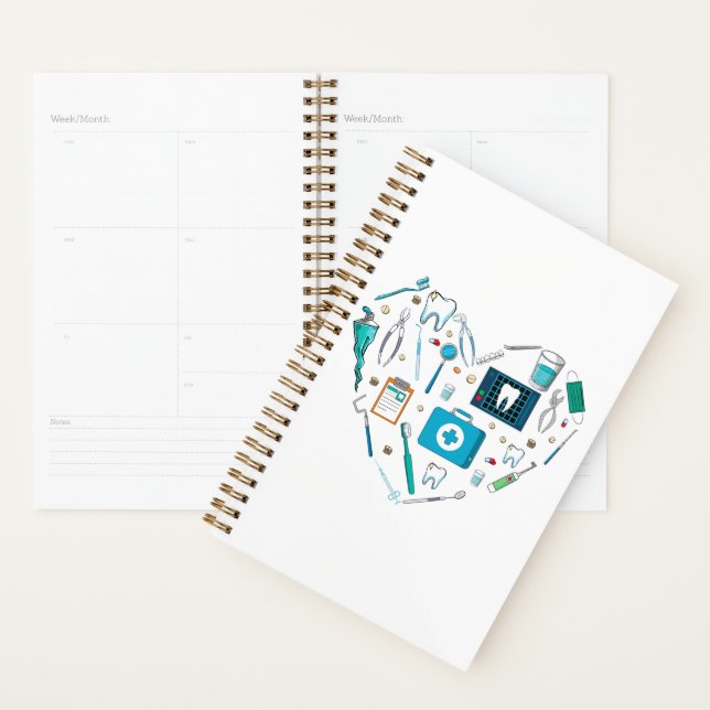 Funny Dental Dentist Tool Heart Planner (Display)