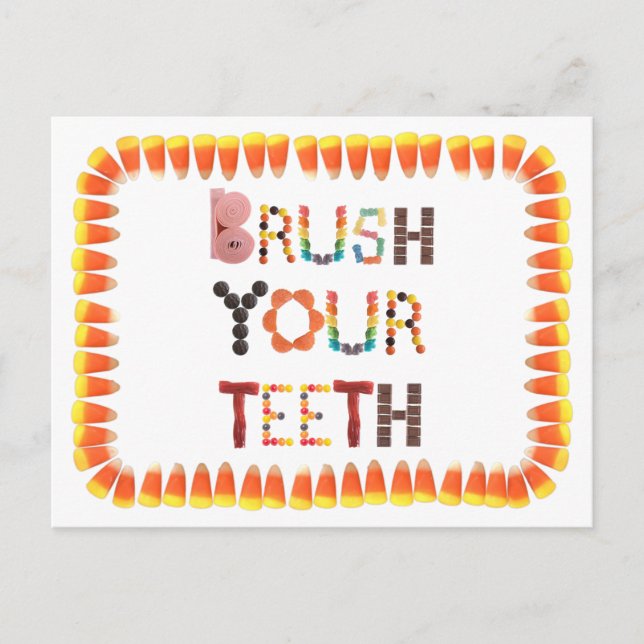 Funny Dental Health Brush your teeth reminder card (Front)
