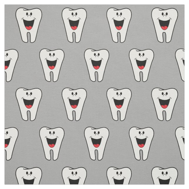 Funny Dentist Cute Tooth Pattern Fabric (Swatch)