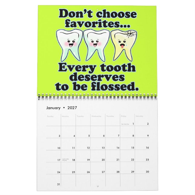 Funny Dentist Dental Hygienist Calendar (Jan 2027)