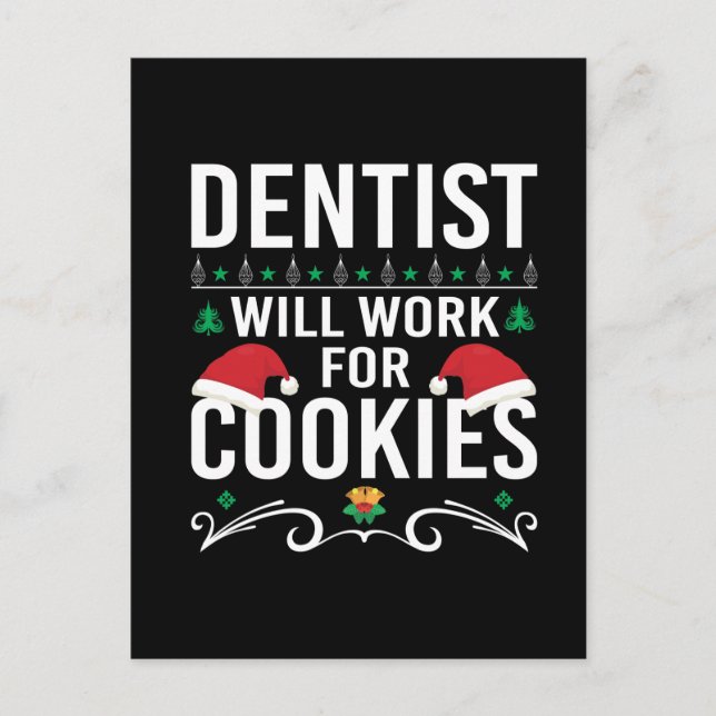 Funny Dentist office Christmas Holiday Postcard (Front)