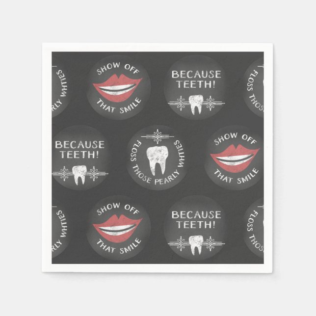 Funny Dentist Pattern - Cute Dental Hygienist Napkin (Front)