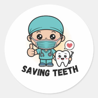 FUNNY DENTIST :SAVING TEETH STICKER
