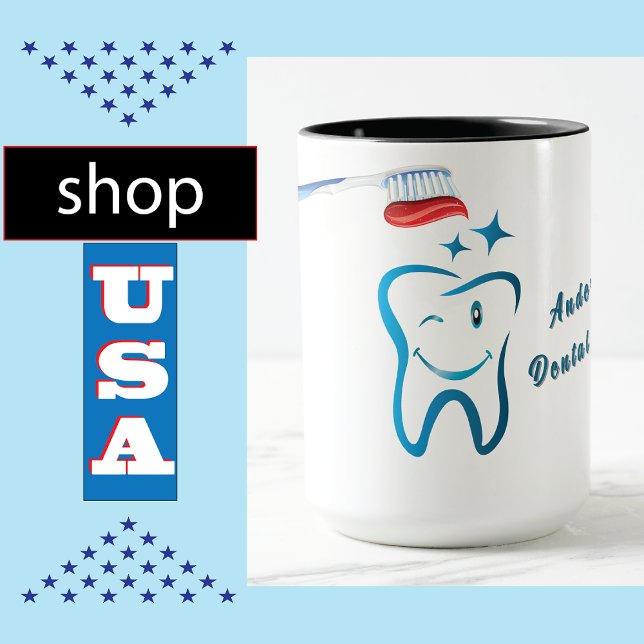 Funny Dentist Toothbrush 🦷 Stylish Blue Tooth Mug (Creator Uploaded)
