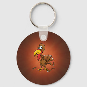 Funny Derp Turkey Cartoon Key Ring