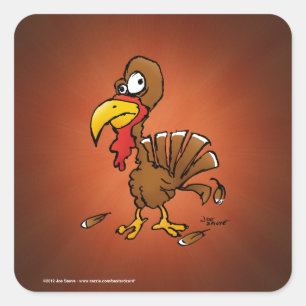 Funny Derp Turkey Cartoon Square Sticker