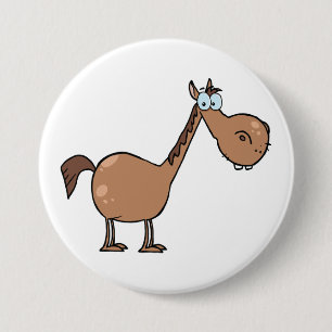 Funny Derpy Horse Silly Brown Stallion 7.5 Cm Round Badge
