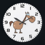 Funny Derpy Horse Silly Brown Stallion Large Clock<br><div class="desc">Keep track of time with a giggle using this funny horse wall clock. This functional home decor piece features a derpy brown stallion with a whimsical expression that makes every hour a little brighter. Perfect for a kids room, kitchen, or barn office, this silly pony clock is a unique gift...</div>