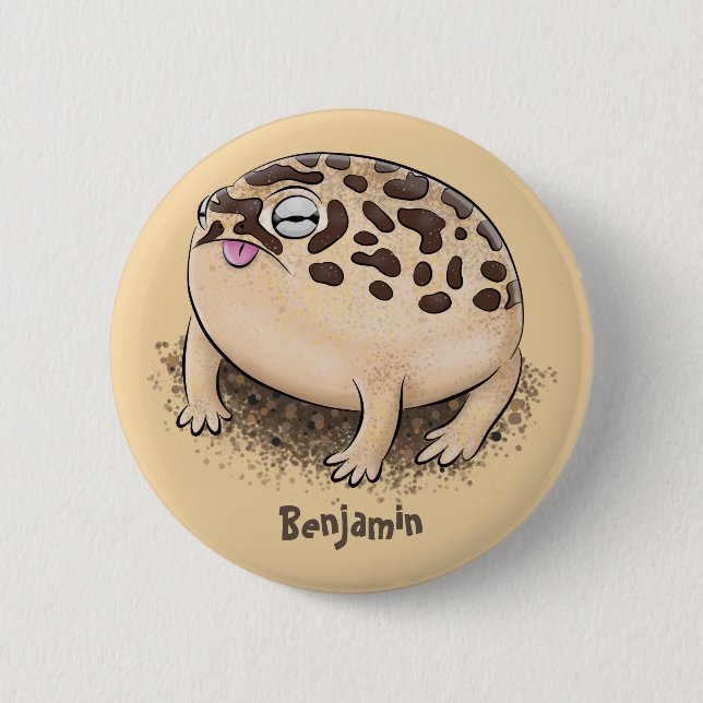 Funny desert rain frog cartoon illustration 6 cm round badge (Front)