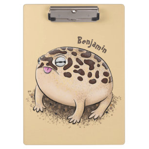 Funny desert rain frog cartoon illustration clipboard