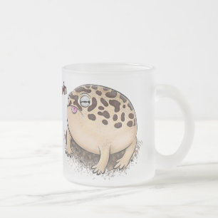 Funny desert rain frog cartoon illustration frosted glass coffee mug