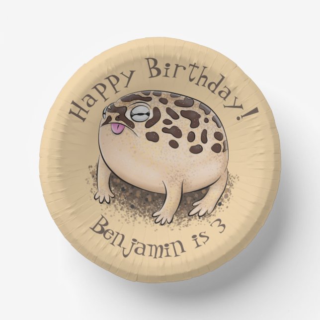Funny desert rain frog cartoon illustration paper plate (Front)