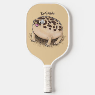 Funny desert rain frog cartoon illustration  pickleball paddle