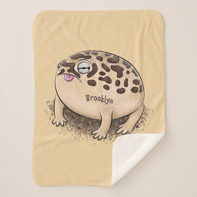 Funny desert rain frog cartoon illustration  sherpa blanket (Front)