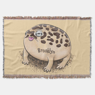 Funny desert rain frog cartoon illustration throw blanket