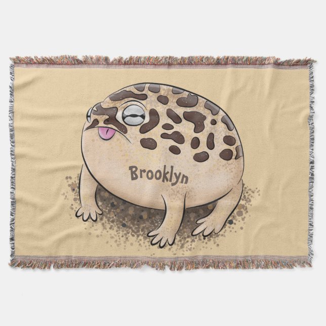 Funny desert rain frog cartoon illustration throw blanket (Front)