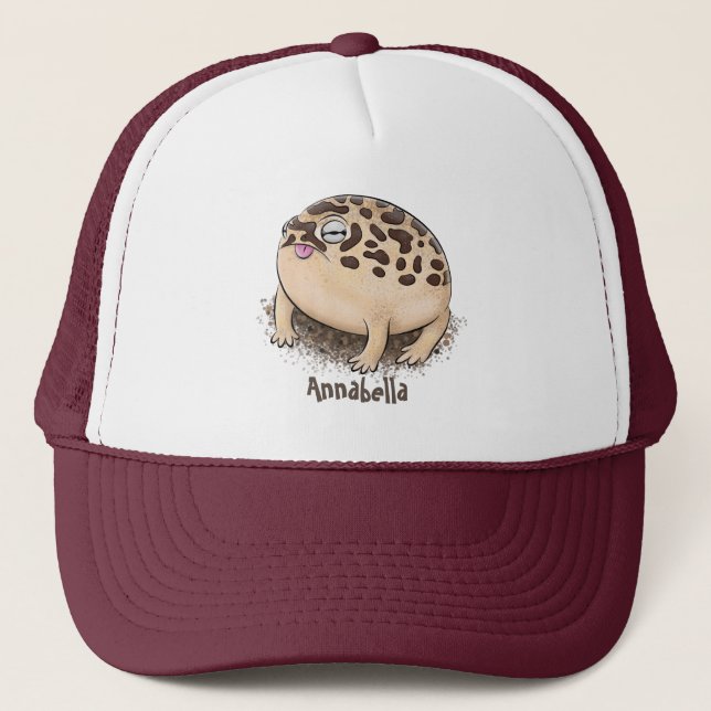 Funny desert rain frog cartoon illustration trucker hat (Front)