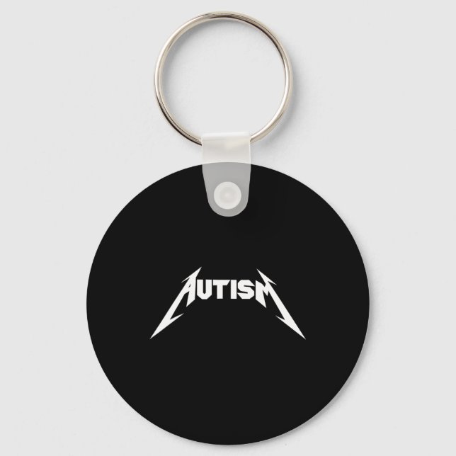 Funny Design Autism Skeleton Meme Metal Rock For M Key Ring (Front)