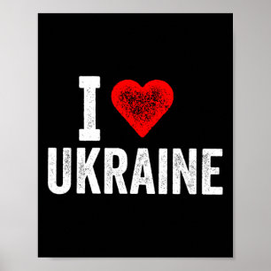 Funny Design Retro I Love Ukraine With A Red Heart Poster