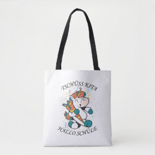 Funny design with unicorn for school enrolment tote bag