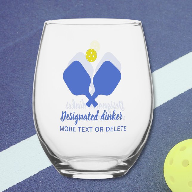 Funny Designated Dinker Personalised Pickleball Stemless Wine Glass (Creator Uploaded)