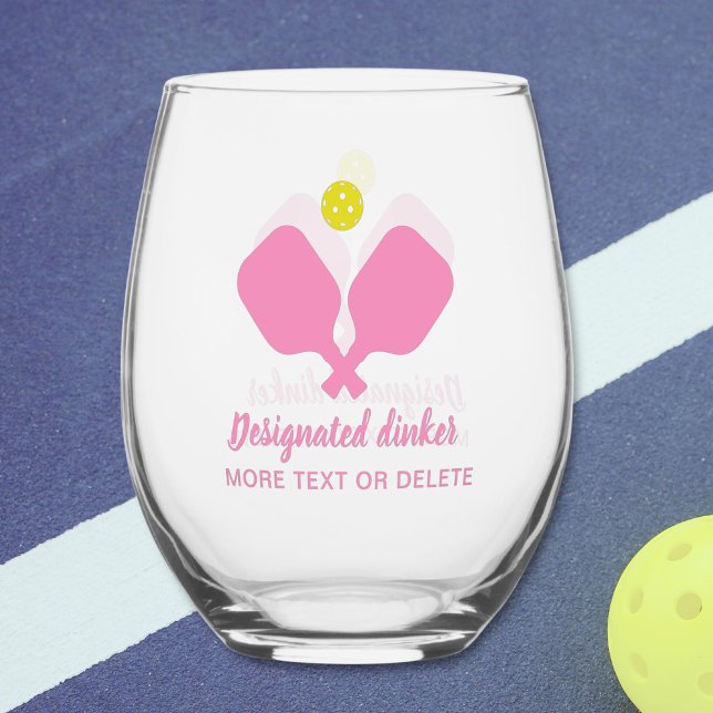 Funny Designated Dinker Personalised Pickleball Stemless Wine Glass (Creator Uploaded)