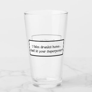 Funny Designated Driver Superhero Typography Glass