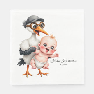 Funny designed paper napkins baby shower adjust