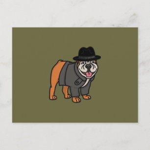 Funny Detective English Bulldog Postcard