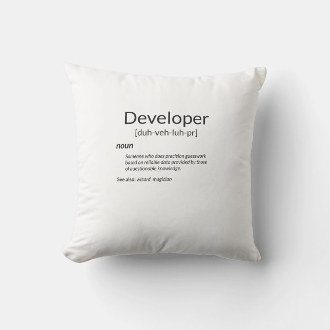 Funny Developers Gift Developer Definition Gift Cushion (Front)