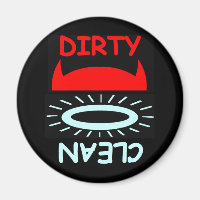 Funny Devil Angel Dirty Clean Round Dishwasher