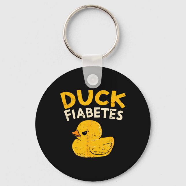 Funny Diabetes Awareness Duck Fiabetes Cool Rubber Key Ring (Front)
