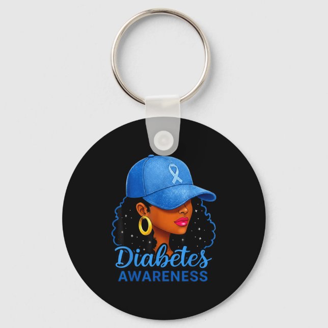 Funny Diabetes Awareness Month Black Women  Key Ring (Front)
