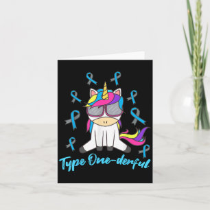 Funny Diabetic Unicorn Type One-derful Type 1 Diab Card