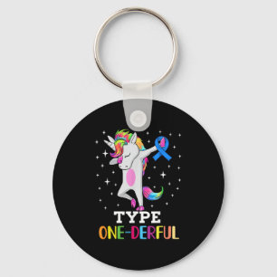 Funny Diabetic Unicorn Type One-derful Type 1 Diab Key Ring