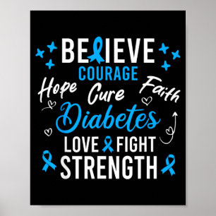 Funny Diabetics Blue Ribbon Diabetes Awareness Poster
