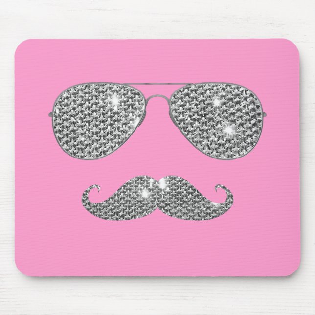 Funny Diamond Moustache With Glasses Mouse Pad (Front)