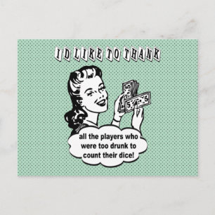 Funny Dice - I'd Like To Thank Postcard