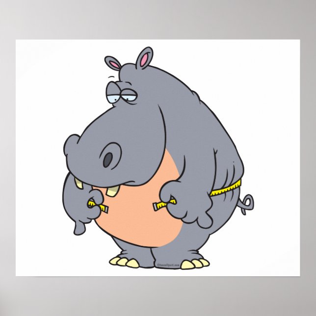 funny diet hippo measuring waistline poster (Front)